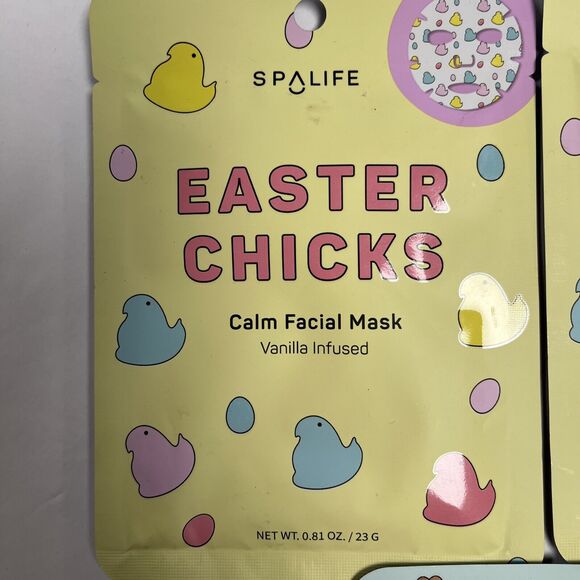 SpaLife Facial Mask Lot Of 3 Calm Detox Antioxidant Cocoa Vanilla Easter Chicks - Picture 3 of 6